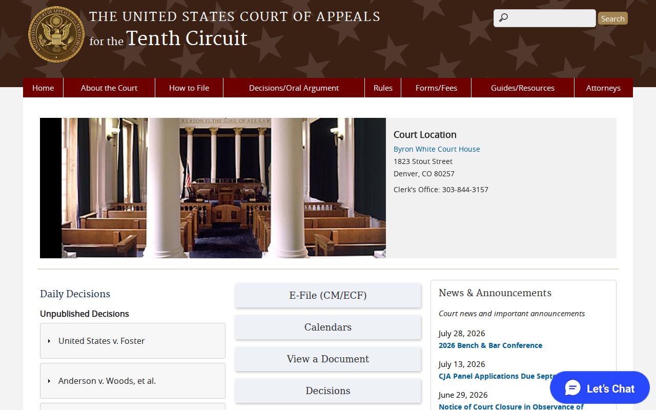 Kingman County federal appellate court calendar source