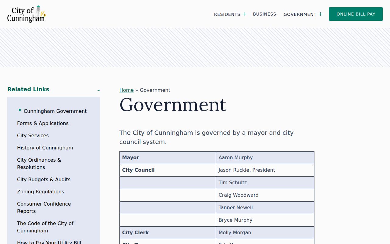 Cunningham court docket city government contact page