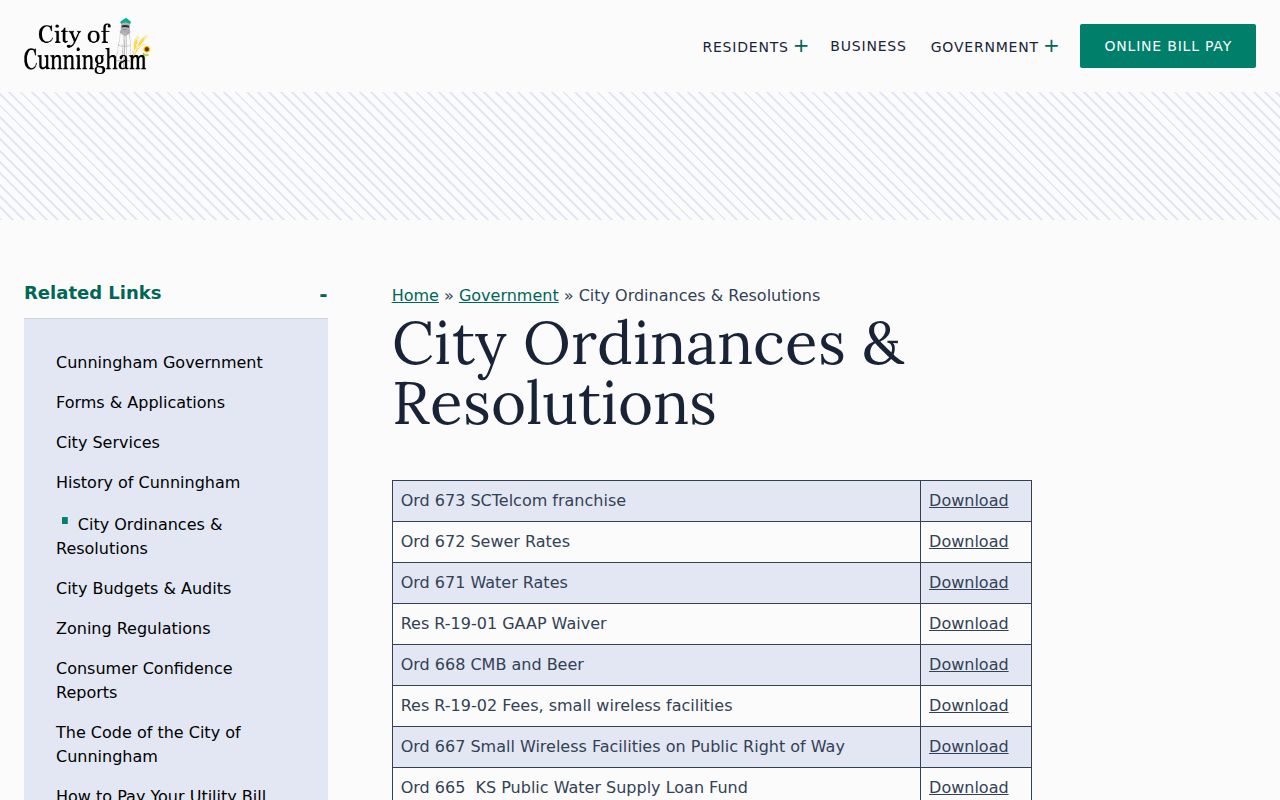 Cunningham court docket ordinance and court-cost records