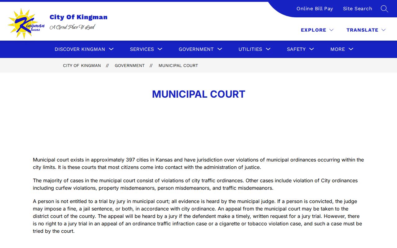 Kingman court docket municipal court source page